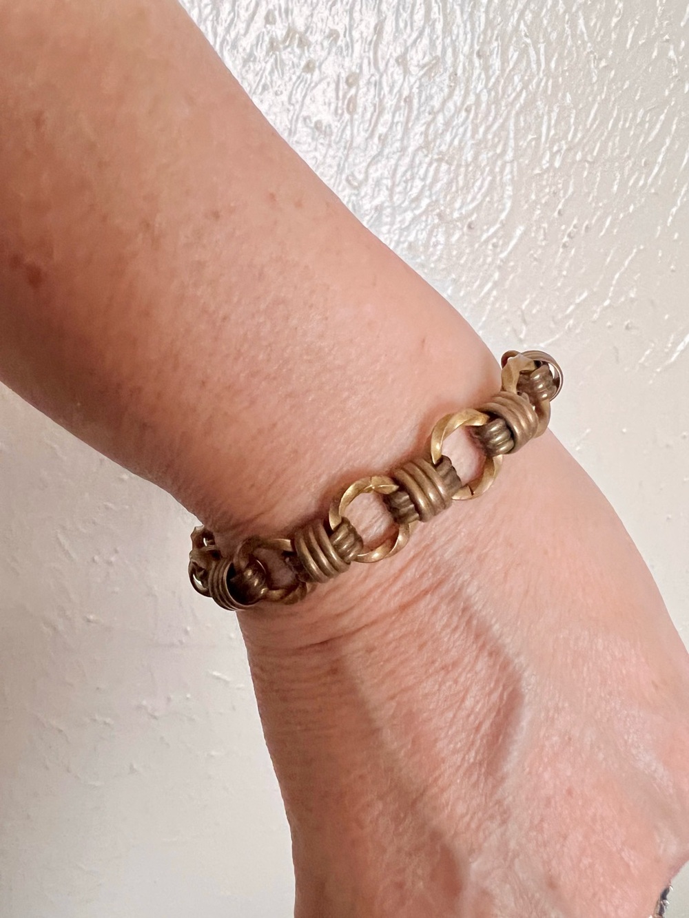 Handcrafted Brown Copper-Tone Link Bracelet